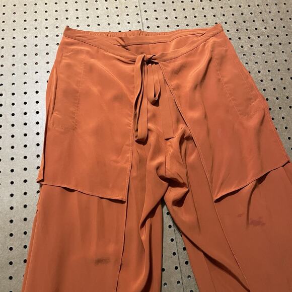 Chloe Pants Womens Size 30 US / 40 EU Amber Rose Pure Silk Slit Wide Leg Modern - Picture 7 of 12